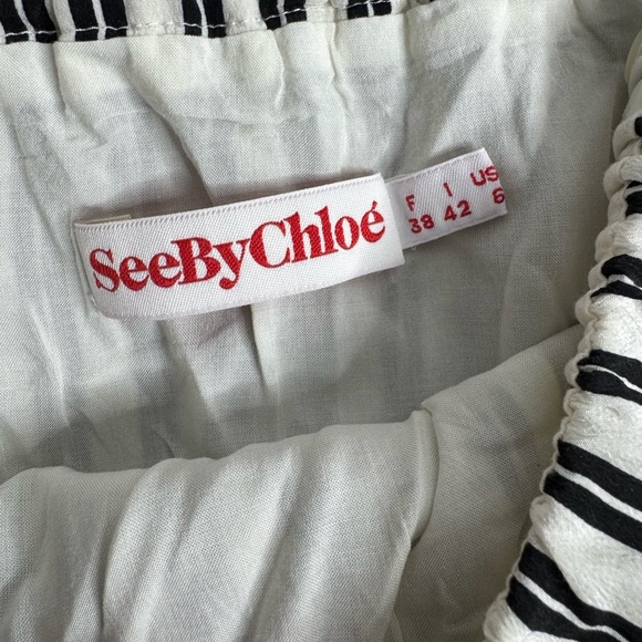 See By Chloe Black White Leopard Striped Silk Mini Dress Sleeveless - Picture 4 of 11